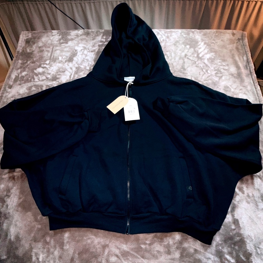 Blogilates Marshmallow Hoodie Women 2X Black NWT Oversized Full Zip Fleece